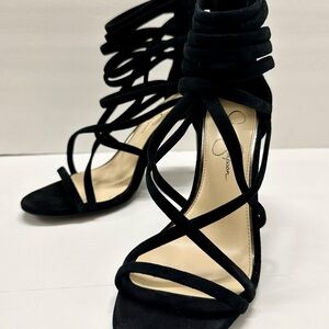 Jessica Simpson Black Strappy Stiletto Heels